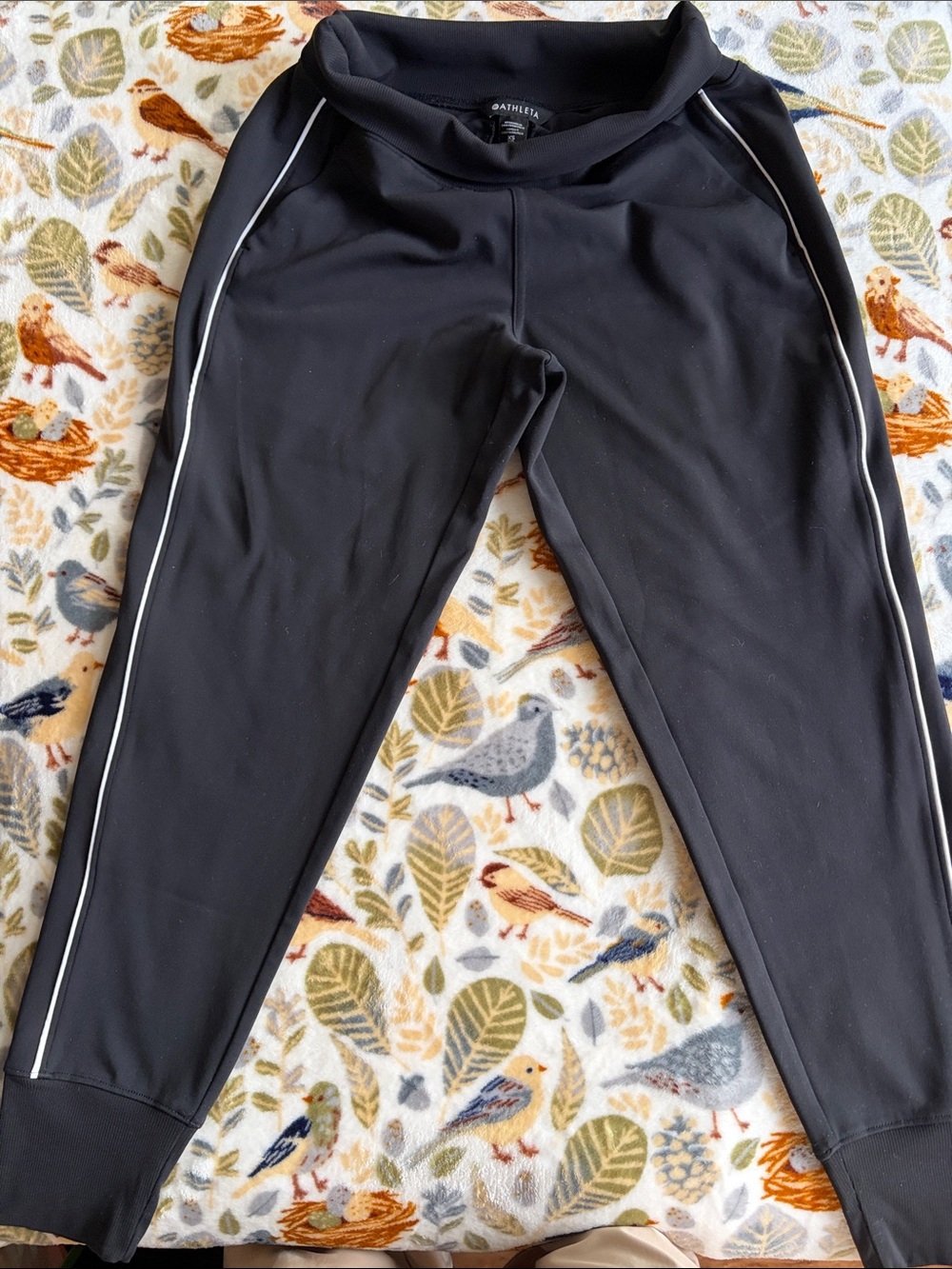 Athleta Black Track Joggers with White Piping
